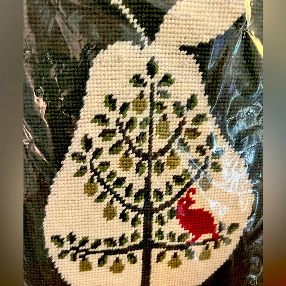 Lands End Needlepoint iPad Case Partridge Pear Green NWT